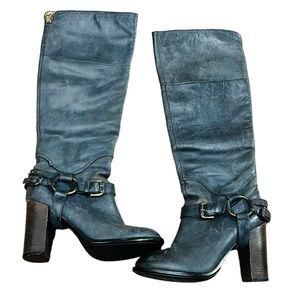 JANET & JANET Knee High Boots 100% Leather Size 36 1/2 good condition Preowned